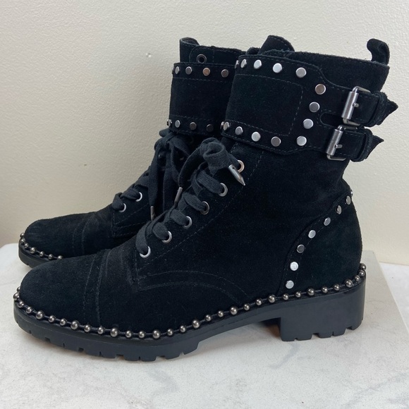 Sam Edelman Womens Jennifer Studded Ankle Combat Boots - Picture 1 of 10